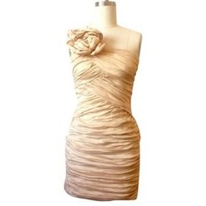 BCBG ruche one shoulder cocktail formal dress